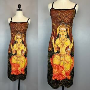 Vintage 1990s Rare HTF Rampage Lakshmi Goddess Dress Buddhist Rave Medium